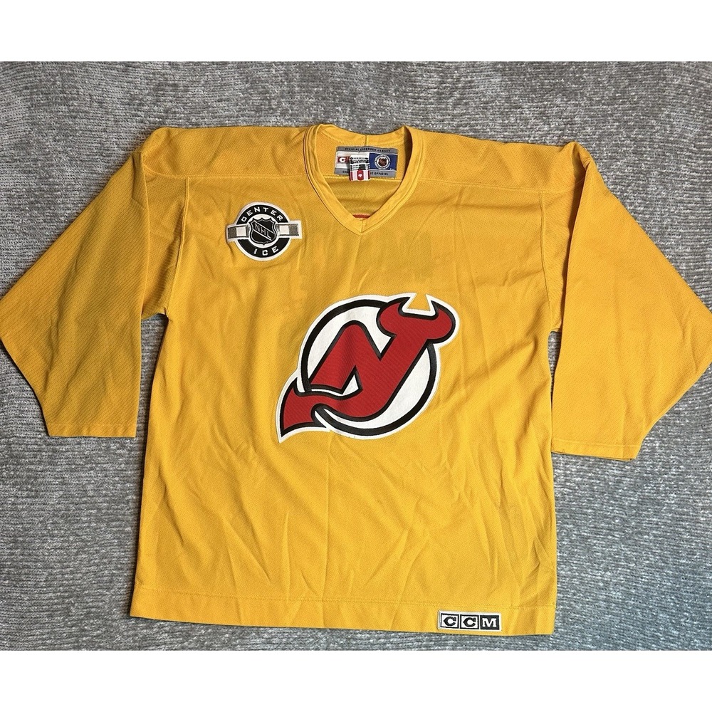 New Jersey Devils Jersey Mens XL CCM Bud Light Party Zone Yellow Hockey Center
